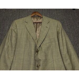 Ermenegildo zegna pure cashmere blazer mens windowpane green size 54 read